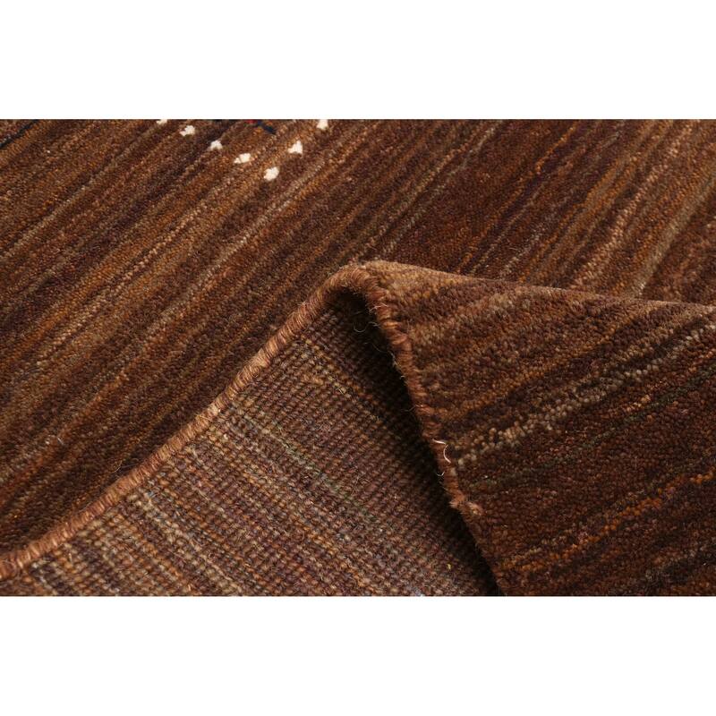 ECARPETGALLERY Hand Loomed Kashkuli Gabbeh Brown Wool Rug - 3'11 x 6'0
