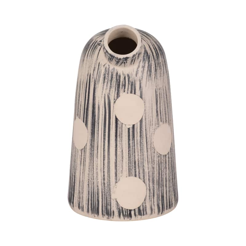 Sagebrook Home Stoneware Blue/Ivory Striped polka Dot Vase