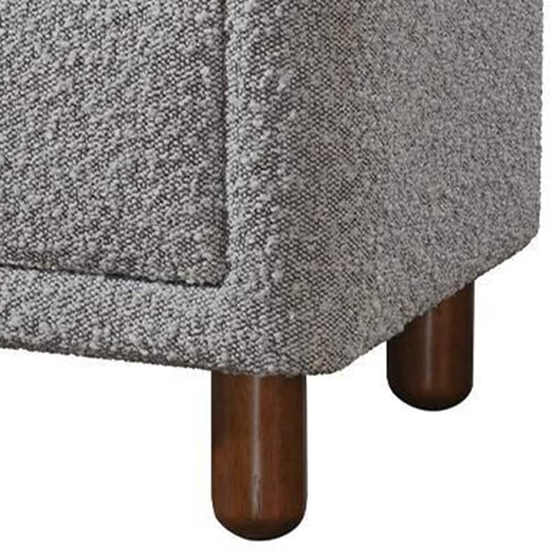 Lyno 20 Inch Nightstand, 2 Drawers, Brown Legs, Gray Boucle Upholstery