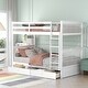 preview thumbnail 1 of 34, Twin-Over-Twin Bunk Bed with Storage Drawers, Headboard, Full-length Guardrail White