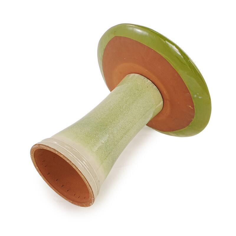 Handmade Green Gradient Glaze Ceramic Bird Bath, 16.93 inch Diameter 18.11 inch Height, Lightweight & Weather-Resistant