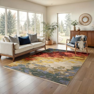 Style Haven Shiloh Abstract Horizons Beige/Multi Wool Blend Area Rug