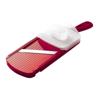 Red Kuhn Rikon Adjustable Slicing Mandoline with Stainless Steel Blades and Hand Guard