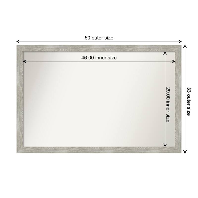 Dove Greywash Narrow Framed Non-Beveled Custom Wall Mirror, Bathroom Vanity Mirror - Outer Size: 49.5 x 32.5