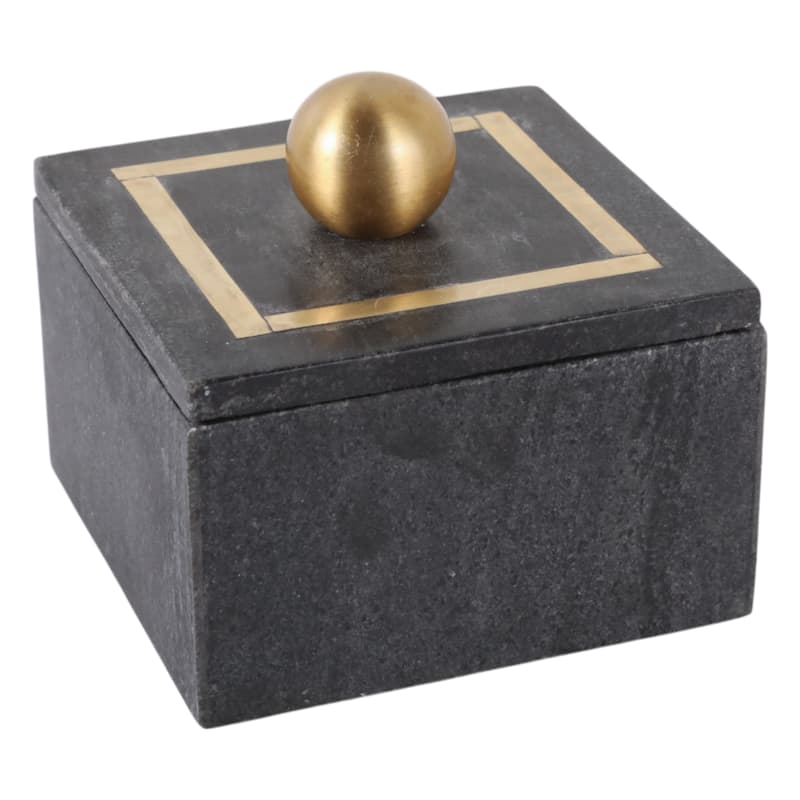 Marble Rectangular Box with Removable Lid - Home Decor