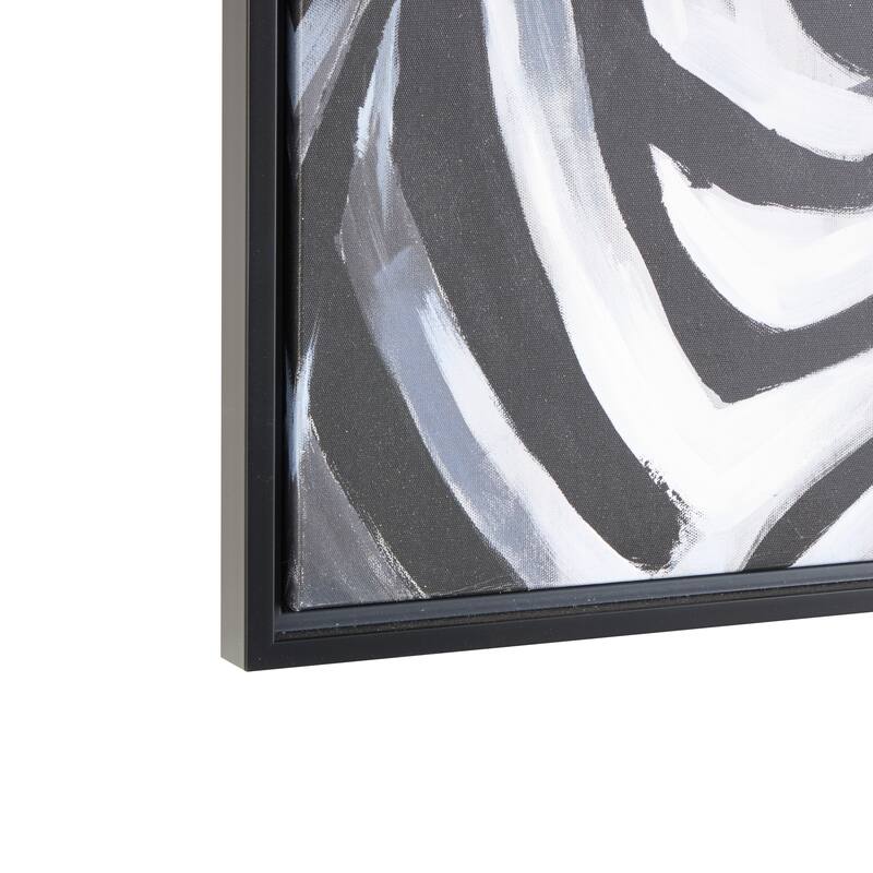 Black Canvas Zebra Framed Wall Art with Gold Foil Accents