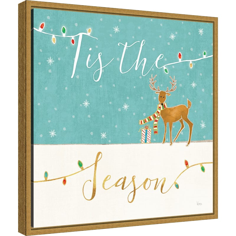 Tis the Season Christmas Reindeer, Veronique Charron Framed Canvas Art