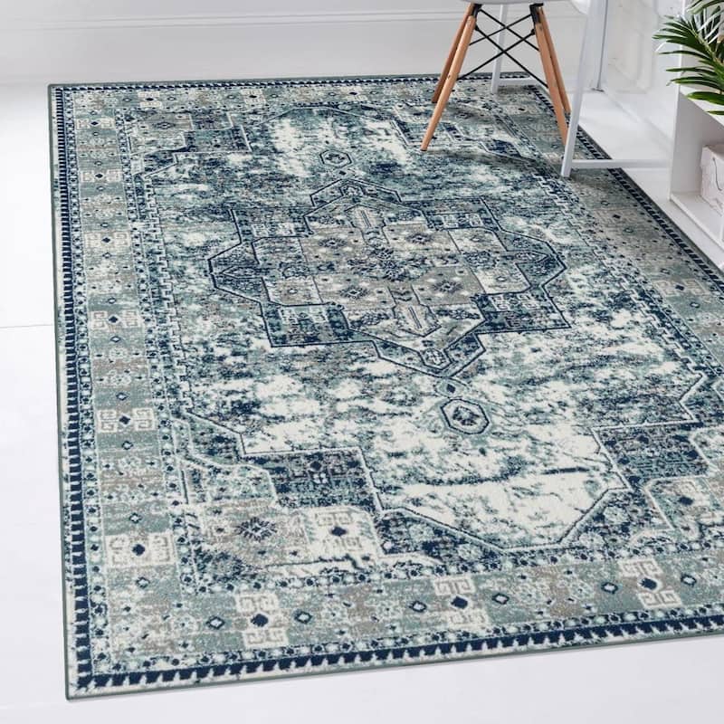 Luxe Weavers Geometric Southwestern Area Rug, Machine-Woven Carpet - 8x10 - 8x10 - Blue