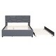 preview thumbnail 14 of 16, Linen Fabric Platform Bed with Brick Pattern Headboard, with Twin XL Trundle, Queen Size