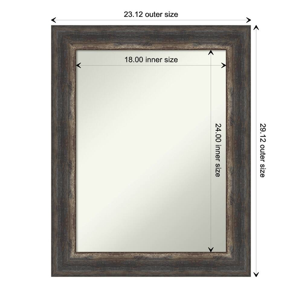Non-Beveled Bathroom Wall Mirror - Bark Rustic Char Frame