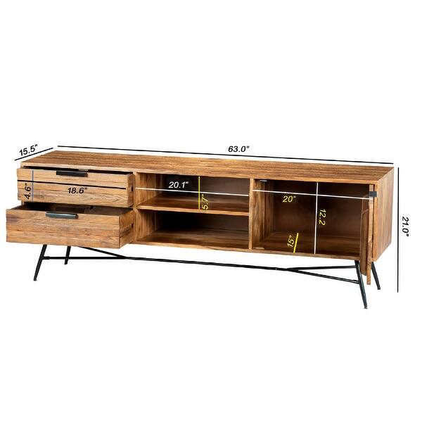 Slanted Console Wooden Media Console with Slanted Metal Base - Bed Bath & Beyond - 40591117