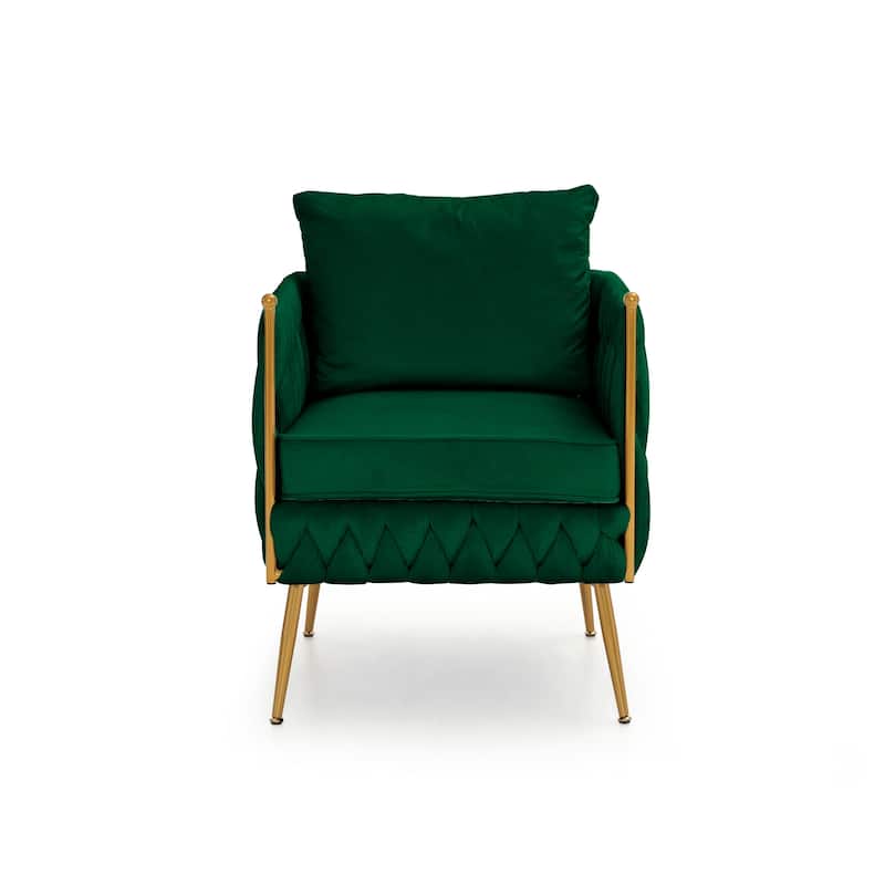 Modern Comfy Handmade Bucket Woven Velvet Accent Chair Arm Chair