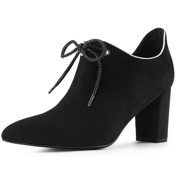 Women's Pointed Toe Chunky Heel Lace Up Ankle Booties. Opens flyout.