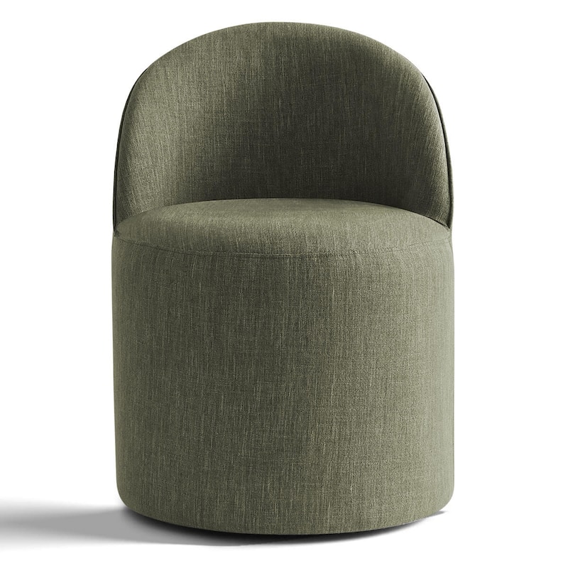 Upholstered Linen Barrel Accent Chair with with Castors(Set of 2)