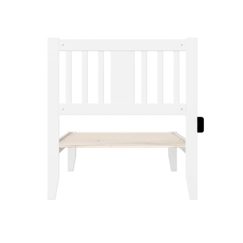 Twin Bed - USB Charging Bed Frame, Solid Wood, Mission Style, Slat Kit Included