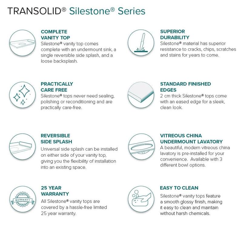 Transolid VT54.5x22-1OU-8 Silestone 55" Quartz Vanity Top with