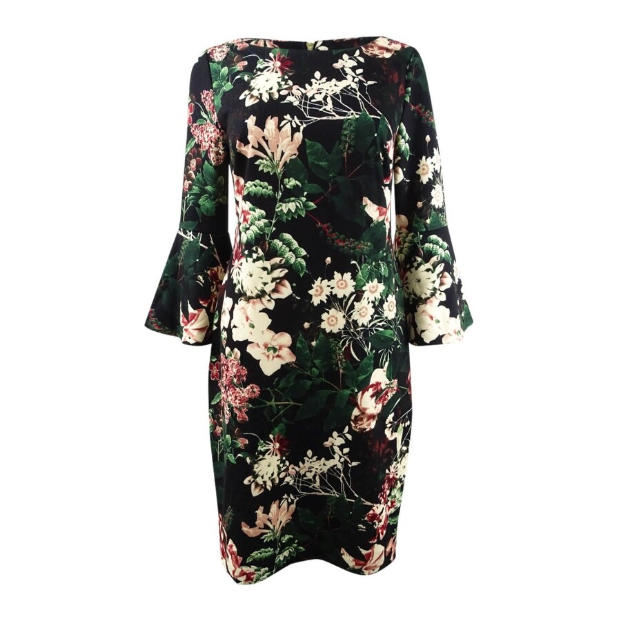 Calvin klein floral dress with bell sleeves clearance