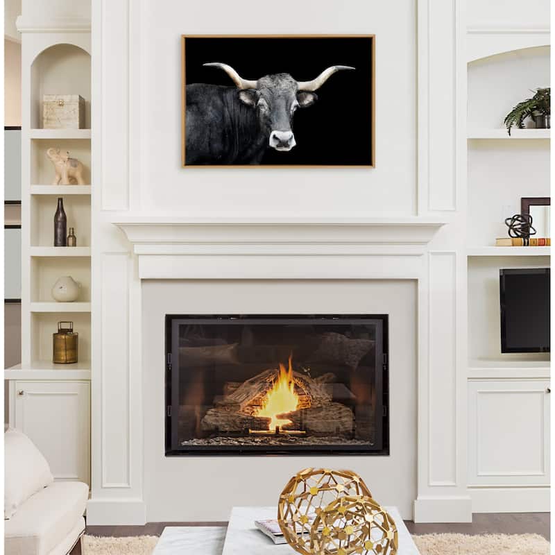 Kate and Laurel Sylvie Tudanca Cow Framed Canvas by Xyo