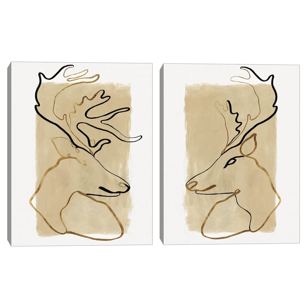Antlers I, Antlers II by Eva Watts Canvas Art Prints