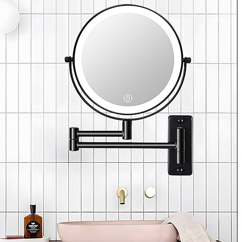 8 inch Double-Sided Wall Mounted 10X LED Magnifying Bathroom Mirror