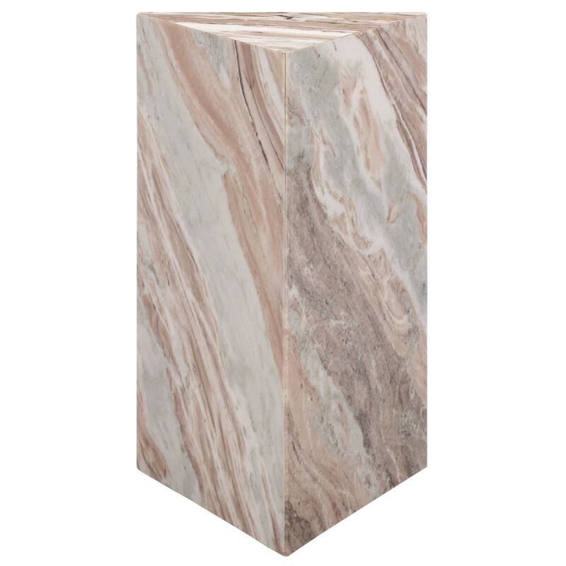 SAFAVIEH Couture Leahbryanna Triangle Drink Table - 12"W x 10"D x 20"H - White/Brown