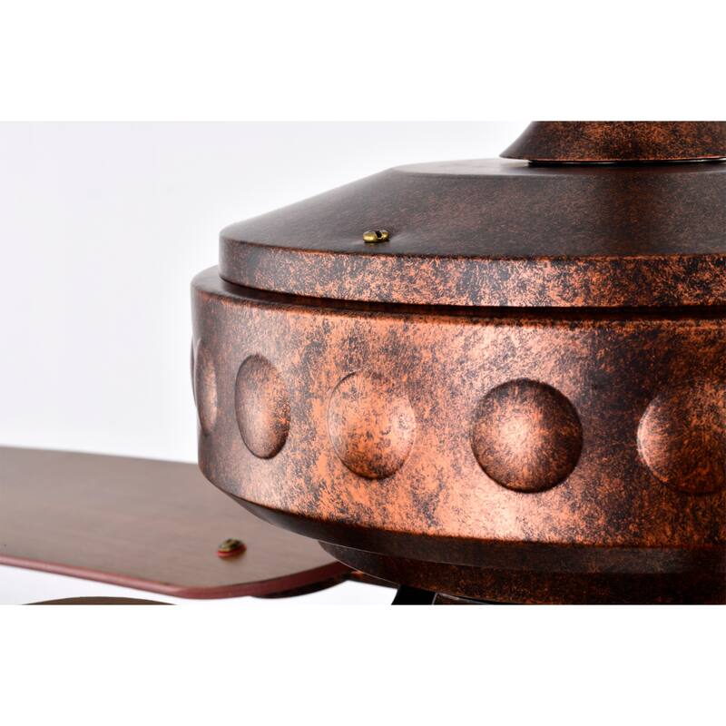 Jasiah 52 Inch Antique Copper Finish Mid-Century Style Crystal Ceiling Fan with Remote