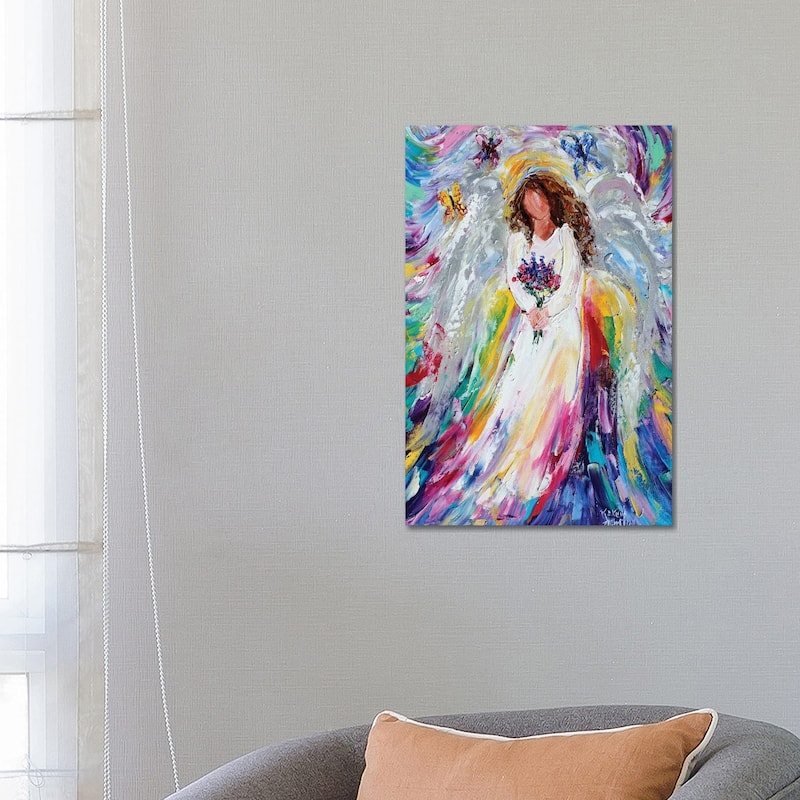 iCanvas "Spring Angel With Wildflowers And Butterflies" by Karen Tarlton Canvas Print - 26x18x1.5