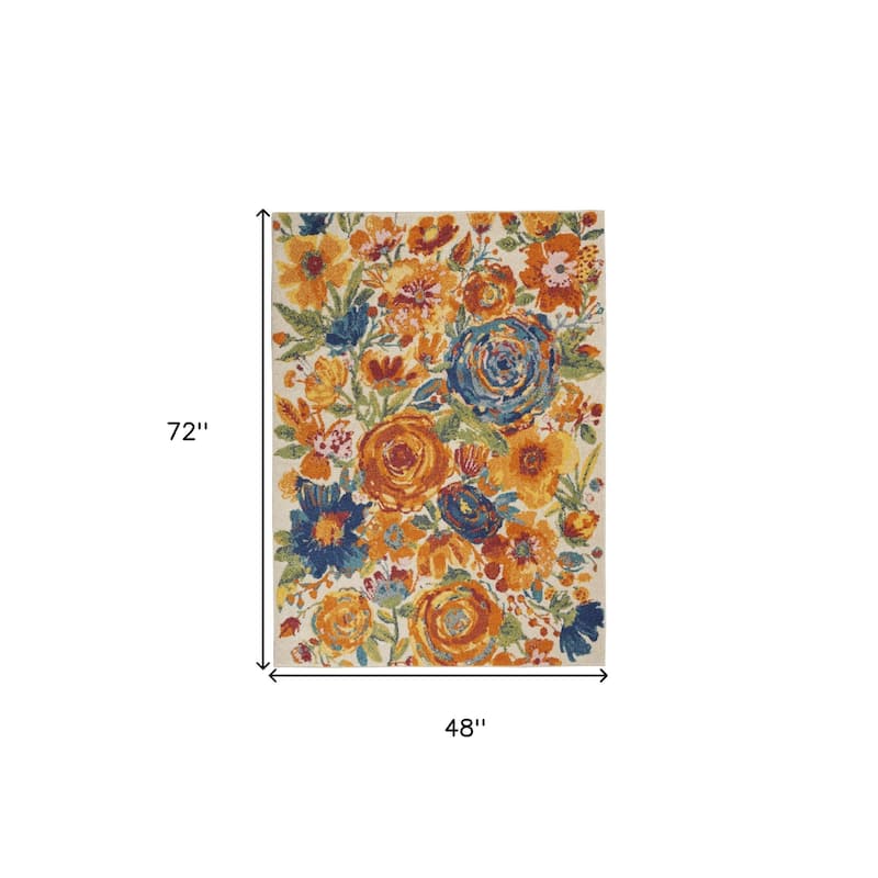 Power Loomed Floral Traditional Woven Low Pile Durable Area Rug