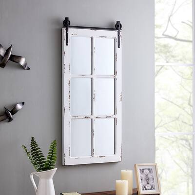 FirsTime & Co. Saddlebrook Farmhouse Window Mirror, American Crafted, Aged White, Mirror, 17 x 1 x 36 in