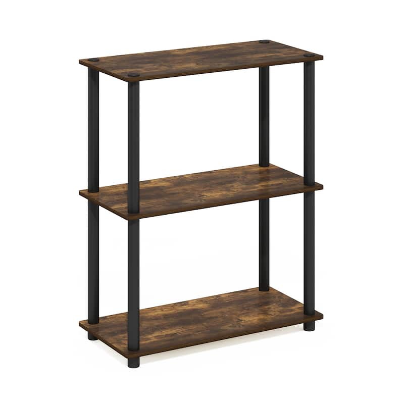 3 Tiers Wood Household Shelving Unit in Pine/Black (23.6 in. W x 29.5 in. H x 11.6 in. D) - 23.6