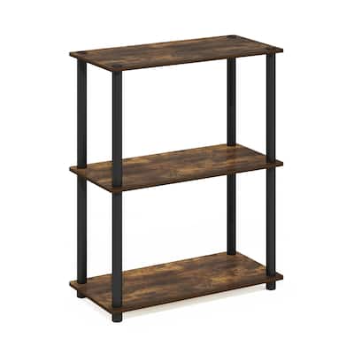 3 Tiers Wood Household Shelving Unit in Pine/Black (23.6 in. W x 29.5 in. H x 11.6 in. D) - 23.6