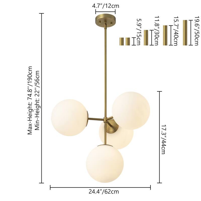 Black or Gold Modern Sputnik Glass Globe Bubble Chandelier Pendant Light for Dining Room, Kitchen, Living Room, Foyer