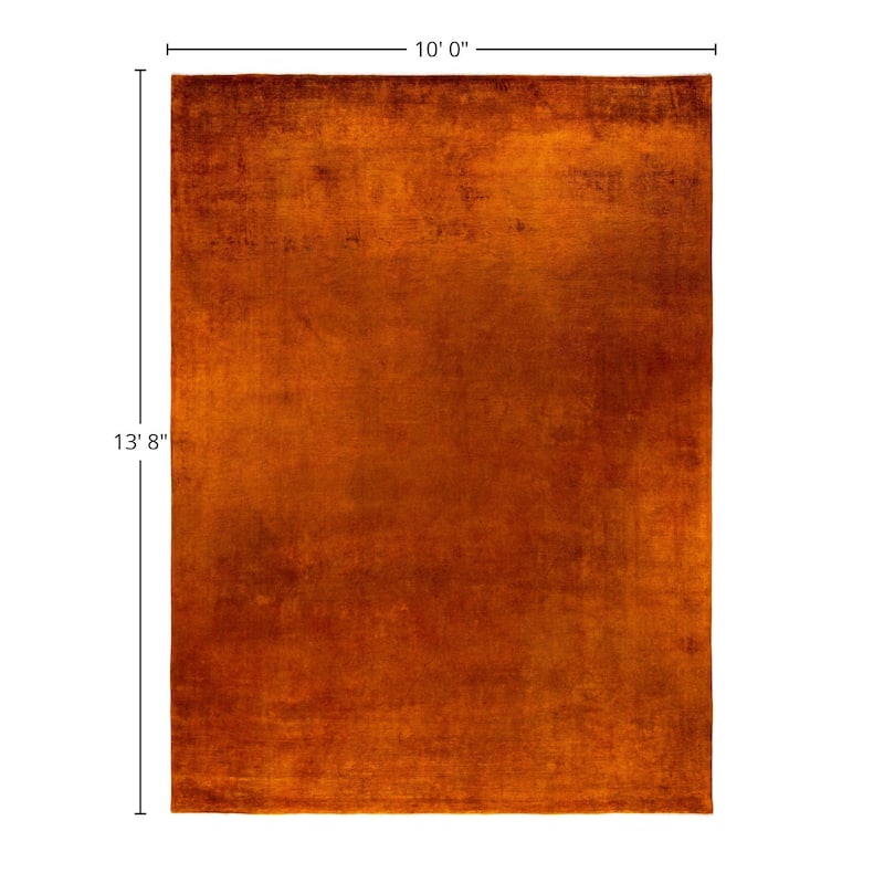 Overdyed One-of-a-Kind Hand-Knotted Area Rug - Orange - 10' 0" x 13' 8"