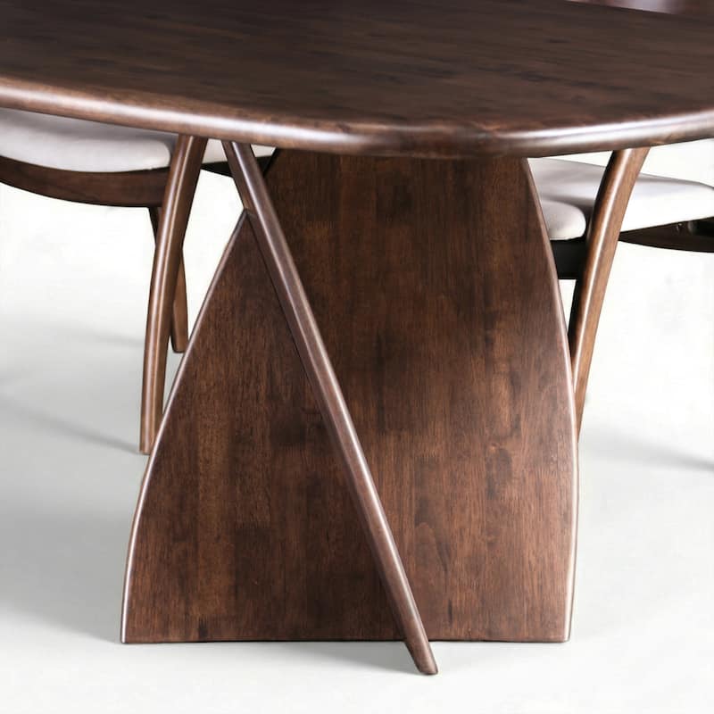 Furniture of America Abigail XI Mid-Century Modern Rich Walnut 83-inch Oval Dining Table