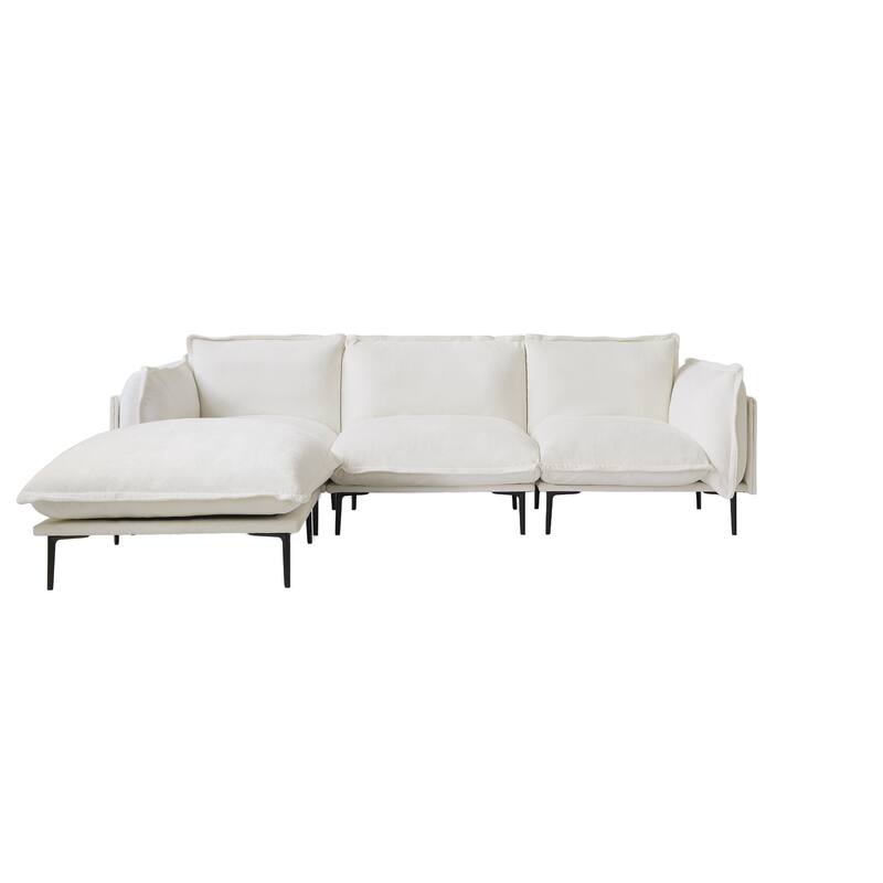 111.02'' Down Filled Sectional Sofa Couch Chenille Fabric Upholstery L-Shaped Sofa with Ottoman