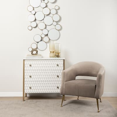 Giles Taupe Velvet Wrap w/ Brass Metal Base Accent Chair - 29.5L x 28.7W x 29.5H