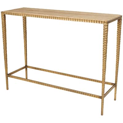 Marble Console Table with Gold Metal Legs - Gold - Roche River Decor - 12"W x 37"L x 28"H
