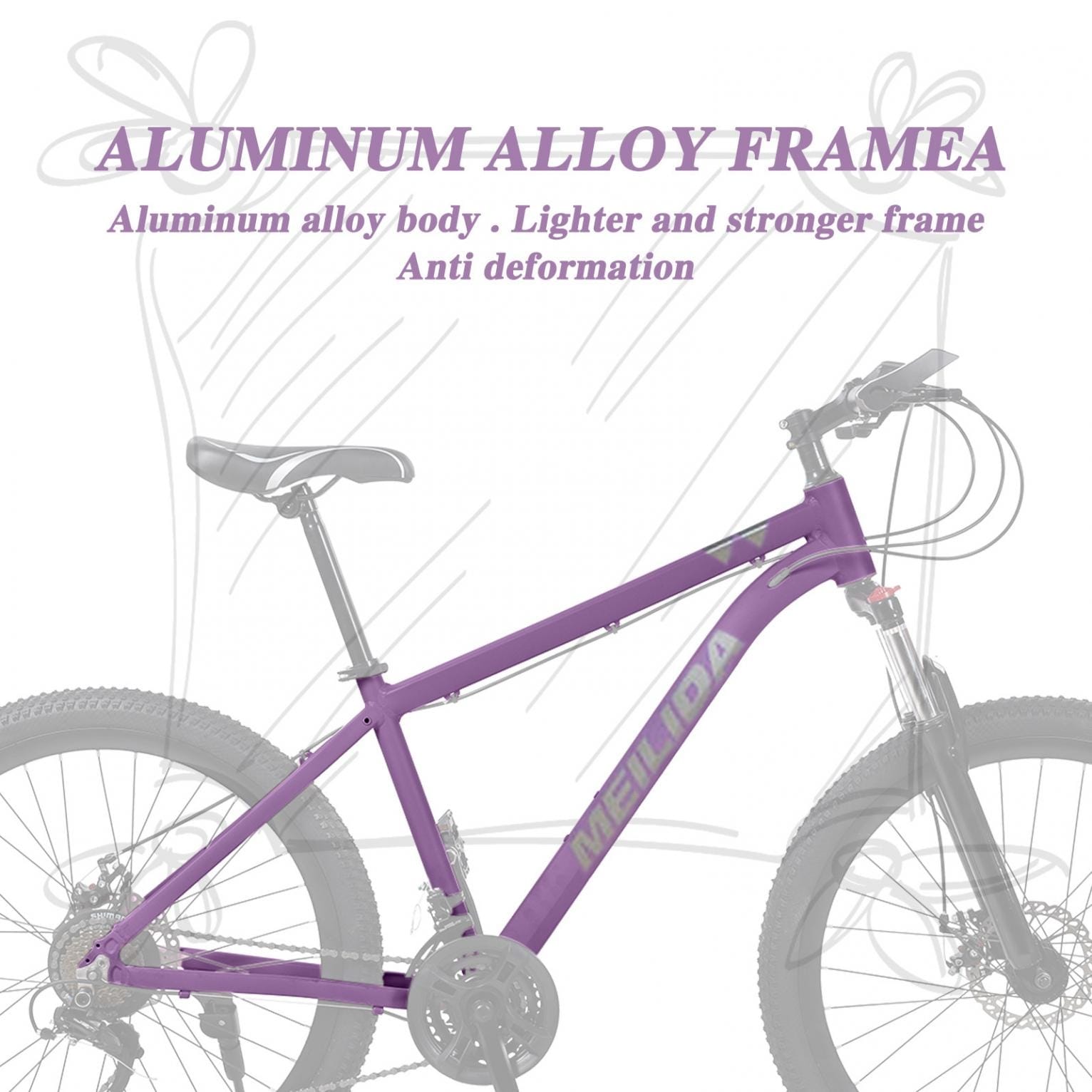 26-inch Purple 21-speed Outdoor Sports Mountain Bike Bed Bath