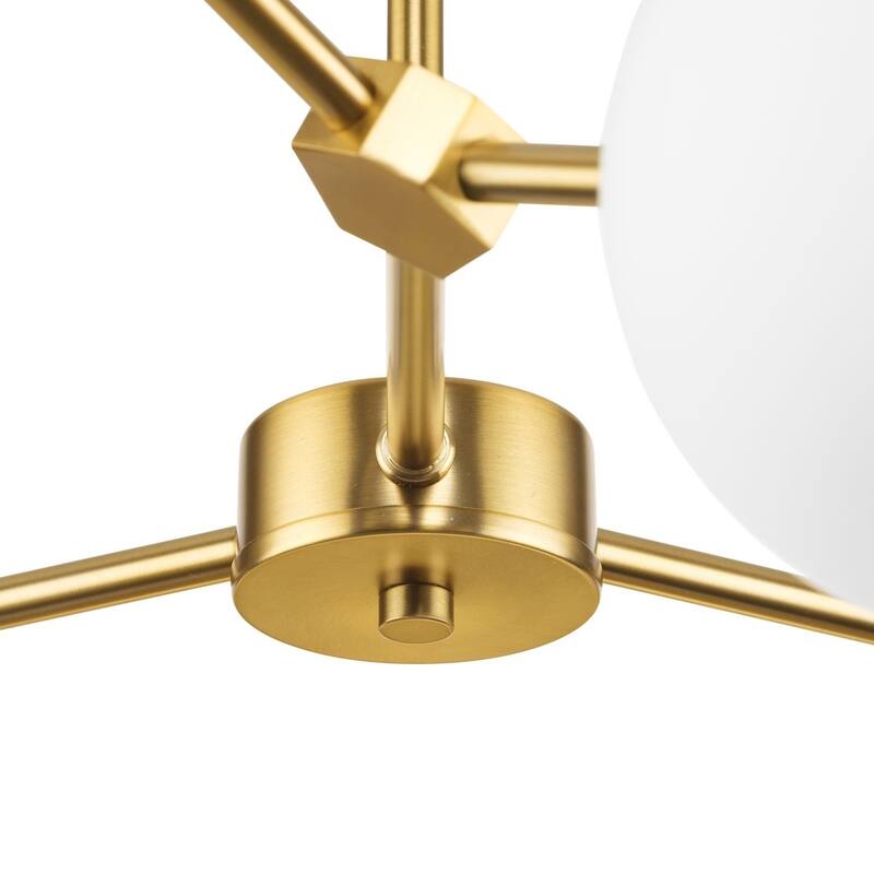 Haas Collection Six-Light Brushed Bronze Mid-Century Modern Chandelier - 33.5 in x 33.5 in x 12.5 in