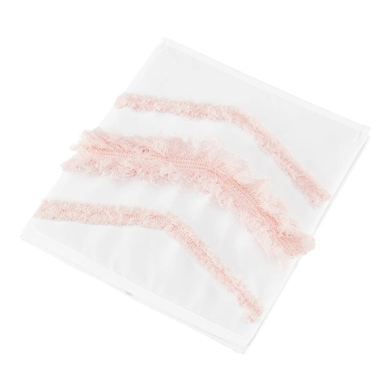 Boho Bohemian Foldable Fabric Storage Bins - Blush Pink and White Farmhouse Shabby Chic Designer Modern Minimalist Tufted