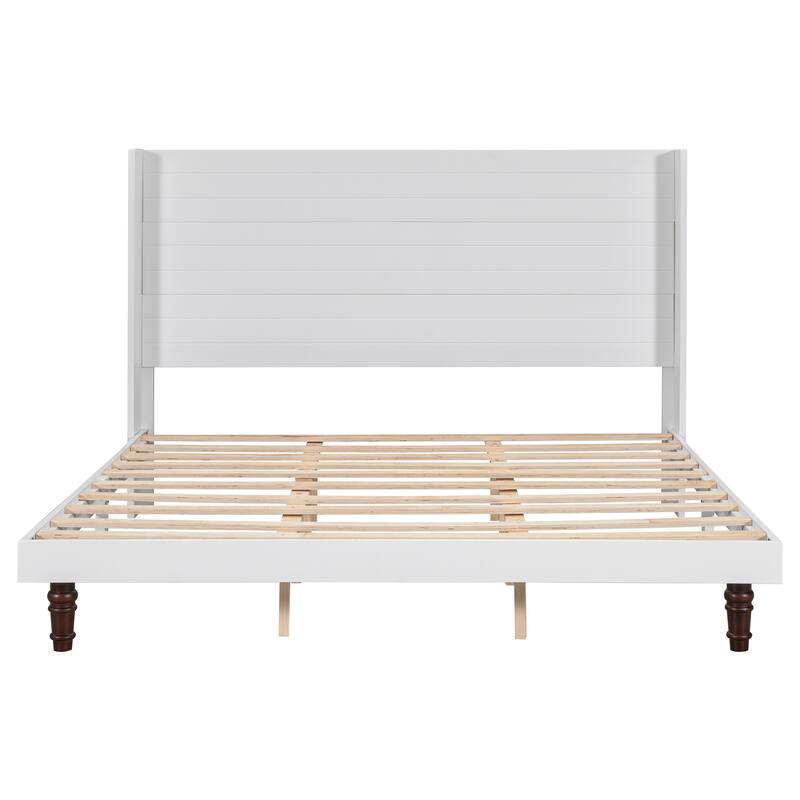 Elegant High Headboard King Size Bed with Comfortable Back Support in White