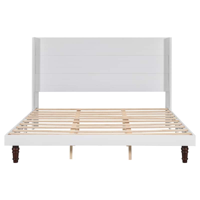 Stylish High Headboard Bed - White