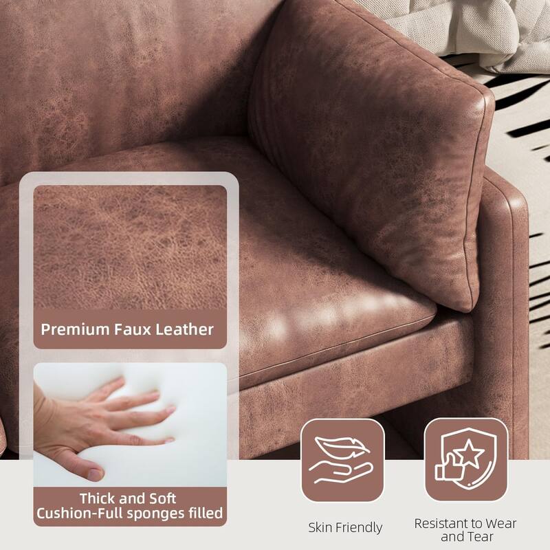 AECOJOY Love Seat Couch 68'' Modern Faux Leather Couch w/ Soft Cushion&Thick Armrest
