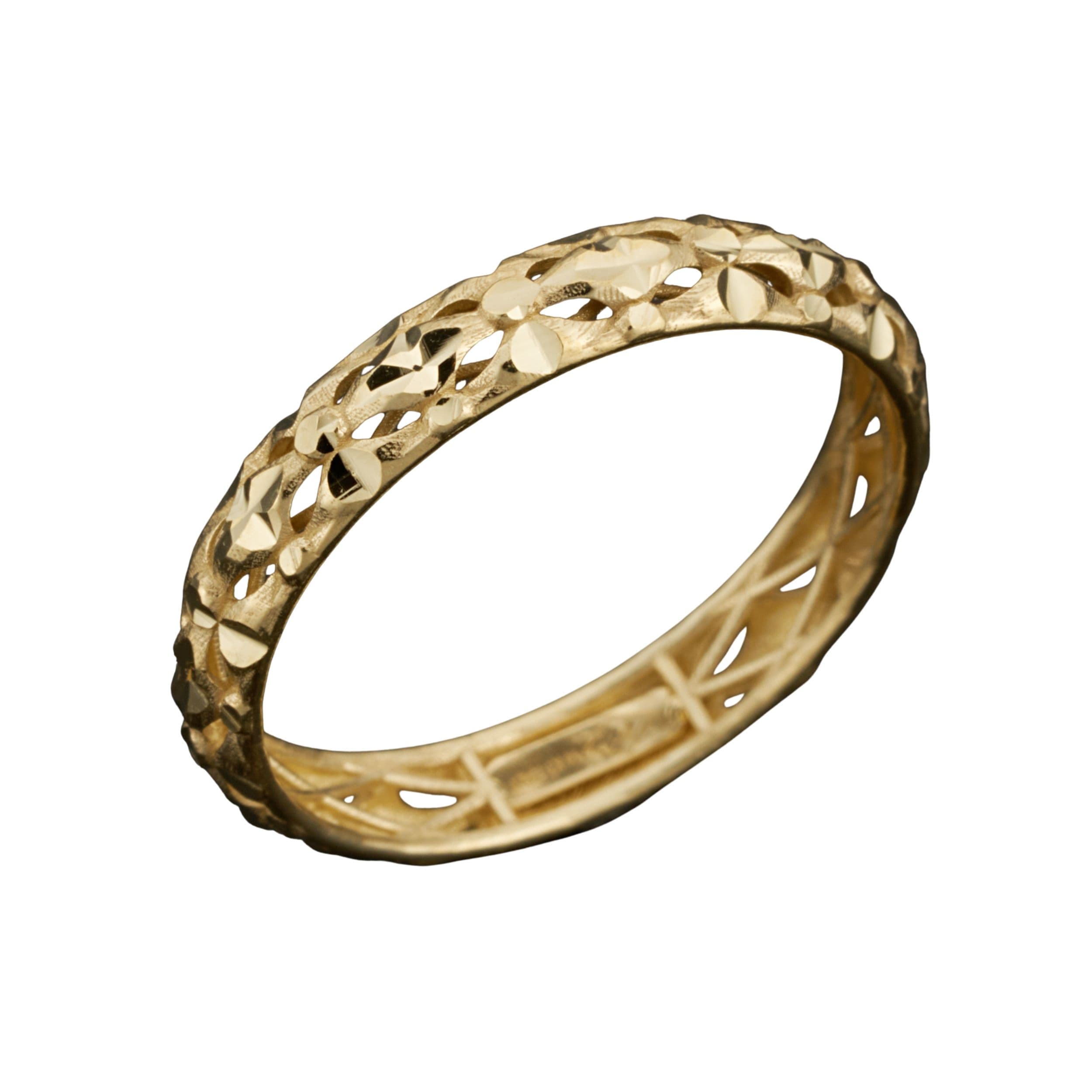 Au Naturale 10k Yellow Gold 3.9mm Sparkle Pattern Band Ring (Sizes 6, 7, 8, 9, 10)