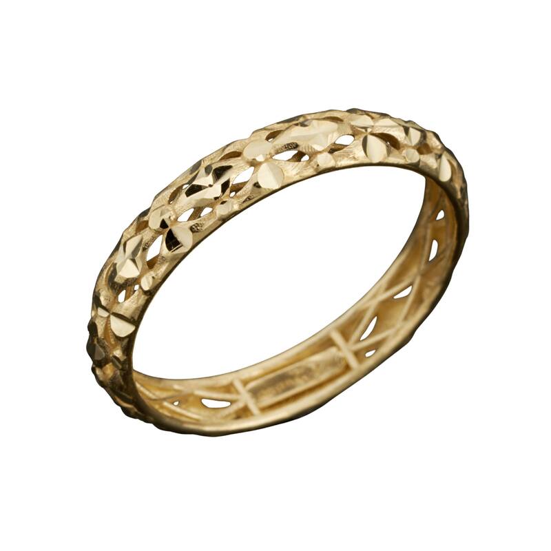 Fremada 10k Yellow Gold 3.9mm Sparkle Pattern Band Ring (Sizes 6, 7, 8, 9, 10) - 9