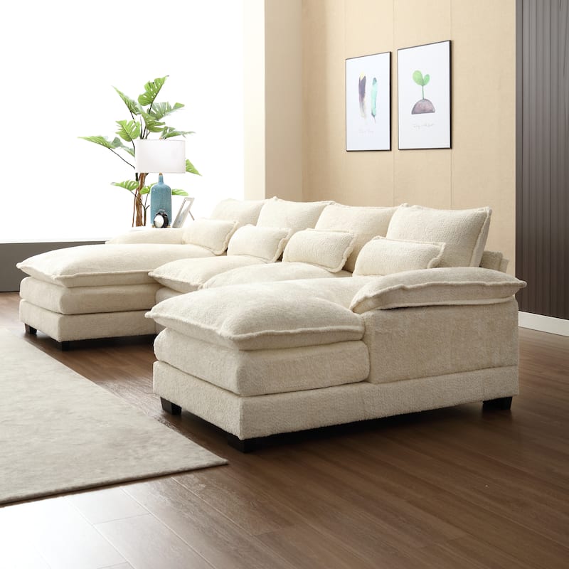 Modern Large U-Shape Sectional Sofa, Chenille Fabric, Memory Foam, Easy Assembly