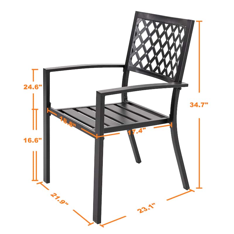 Outdoor Dining Set, Iron Finish, Black with Gold Speckles