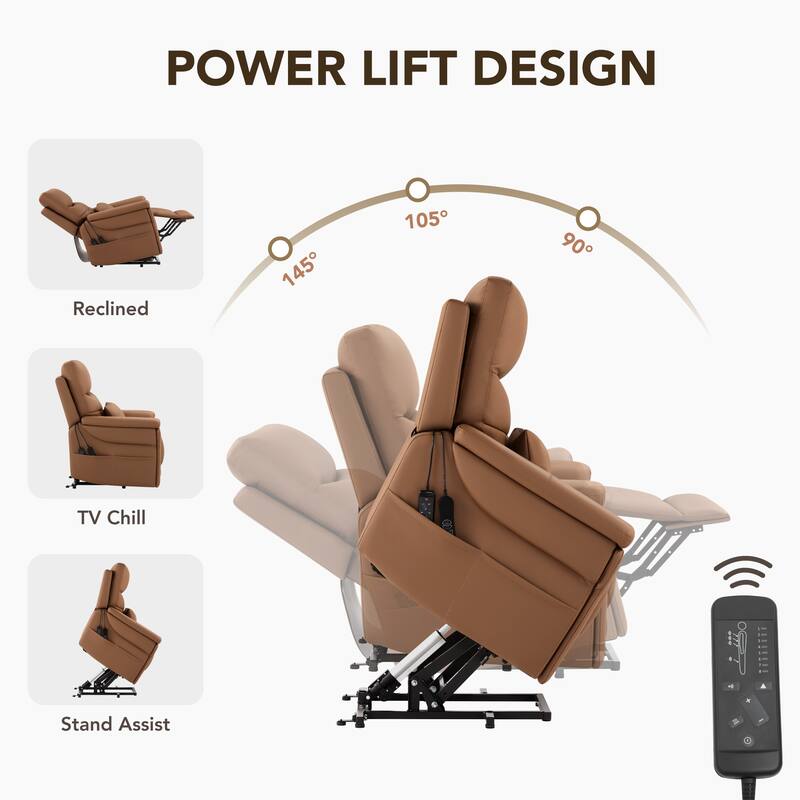 Spruce & Spring Dual Motors Lay Flat Recliner Lift Recliner for Elderly