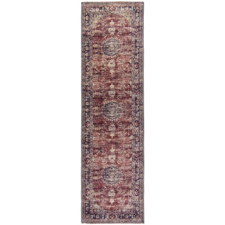 L'Baiet Angeline Red Distressed Machine Washable Rug