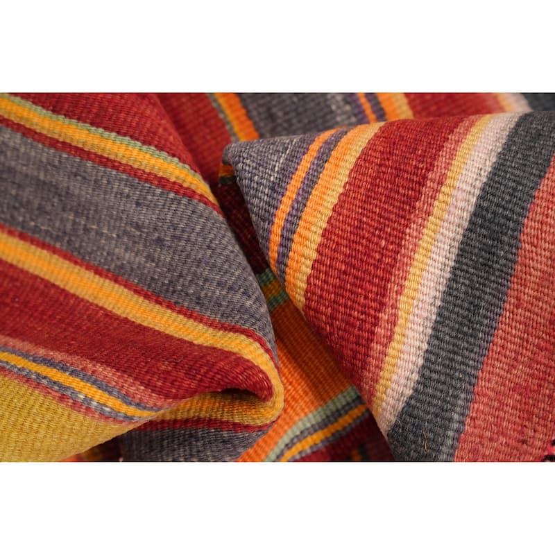 Hand Woven Oriental 100% Wool Carpet Southwestern Geometric Oranges & Rust Kilim Area Rug - 7' 7'' X 4' 6''